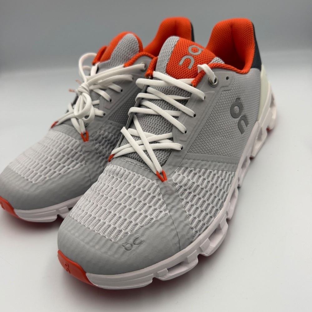 On Cloudflyer Running Shoes Mens 8 Glacier Zest Grey Orange 21.99032